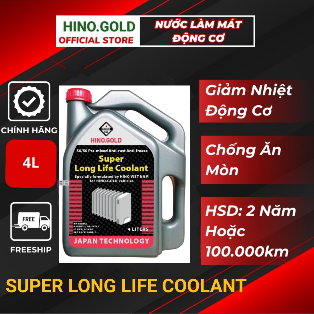 Nước Làm Mát Động Cơ HINO.GOLD Super Long life coolant dung tích 4 lít ...